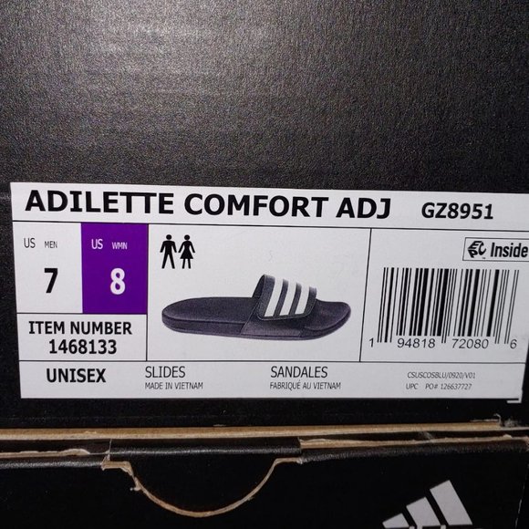 ADIDAS UNISEX Adilette Comfort Adjustable Slide Sandal--Black - Picture 8 of 8